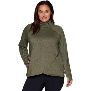 Women's Plus Size Mock Neck‎ Long Sleeve Fleece Pullover Sweatshirt